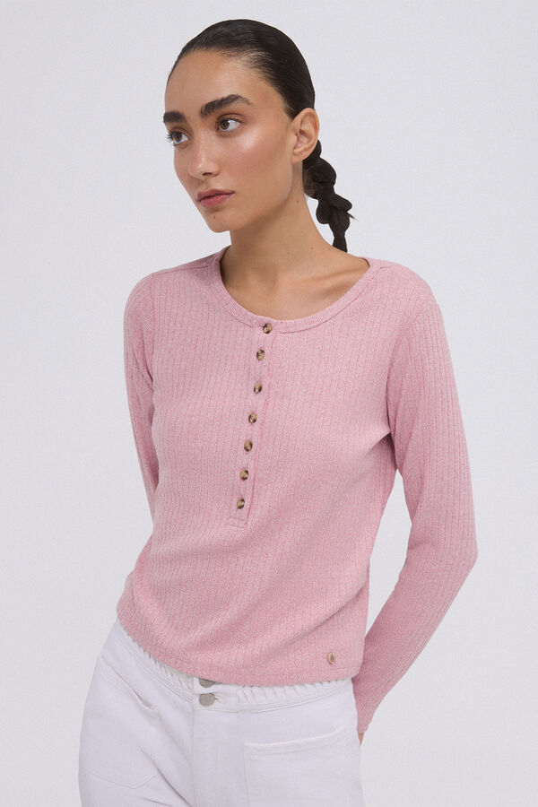 Pedro del Hierro Long sleeve ribbed t-shirt Pink