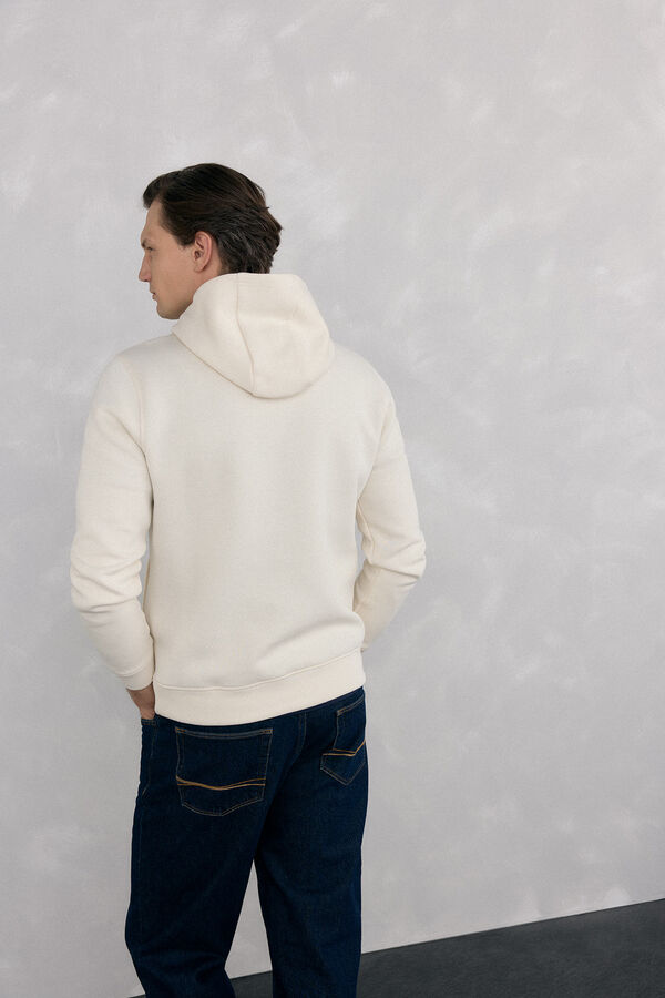 Pedro del Hierro Sweatshirt capuz logo bordado Beige