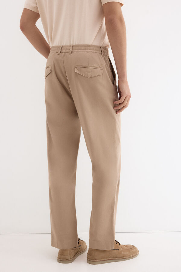 Pedro del Hierro Regular fit structured laced chinos Beige