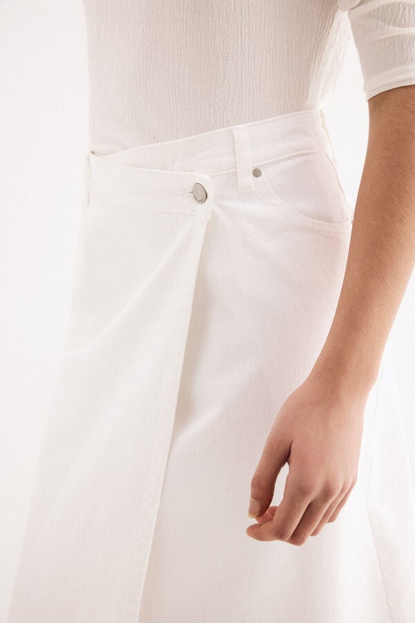 Pedro del Hierro Denim asymmetric skirt White