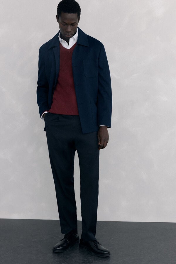 Pedro del Hierro Merino wool and cashmere V neck Burgundy