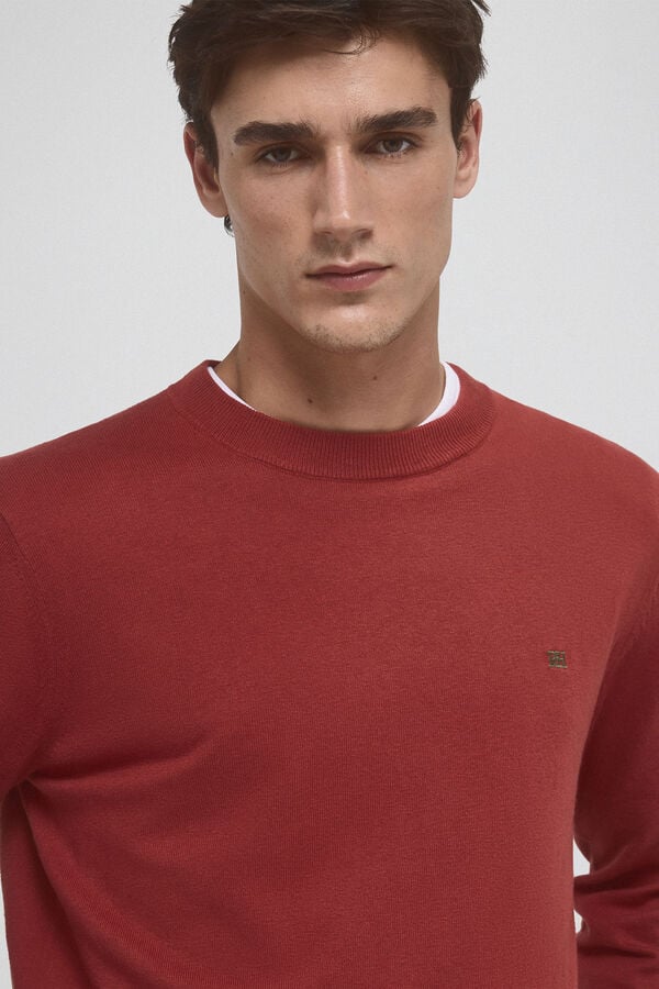 Pedro del Hierro Cotton/silk/cashmere round neck jumper Red