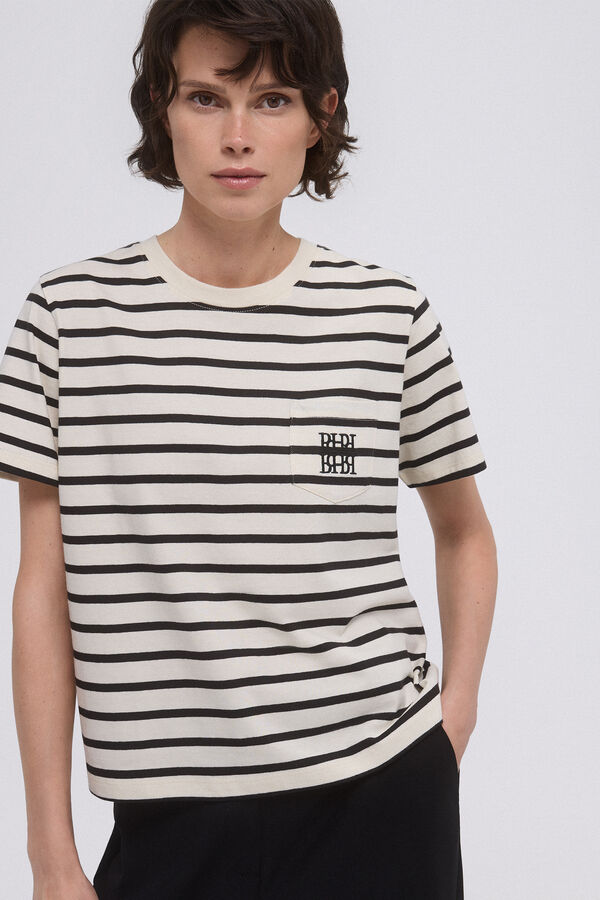Pedro del Hierro Basic T-shirt with embroidered pocket Black