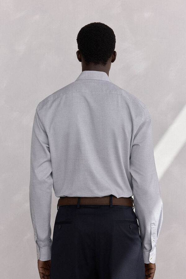 Pedro del Hierro Easy-iron structured shirt + anti-odor slim fit Grey