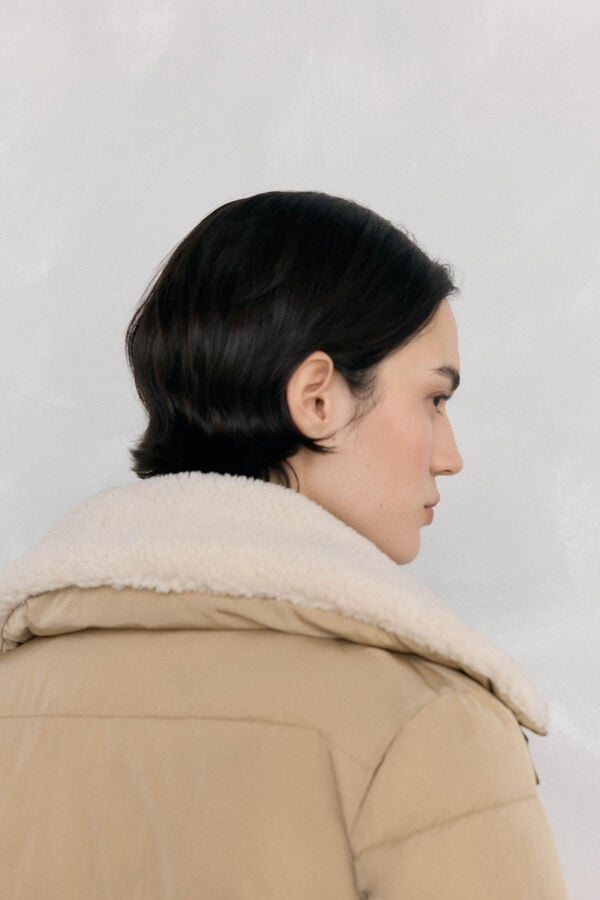 Pedro del Hierro Plain faux shearling parka Beige