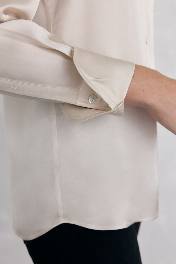 Pedro del Hierro Camisa satén lisa Beige