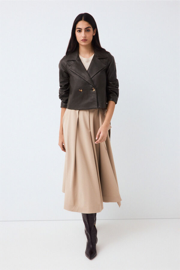 Pedro del Hierro Leather jacket Green