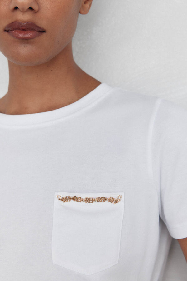 Pedro del Hierro T-shirt with chain pocket White