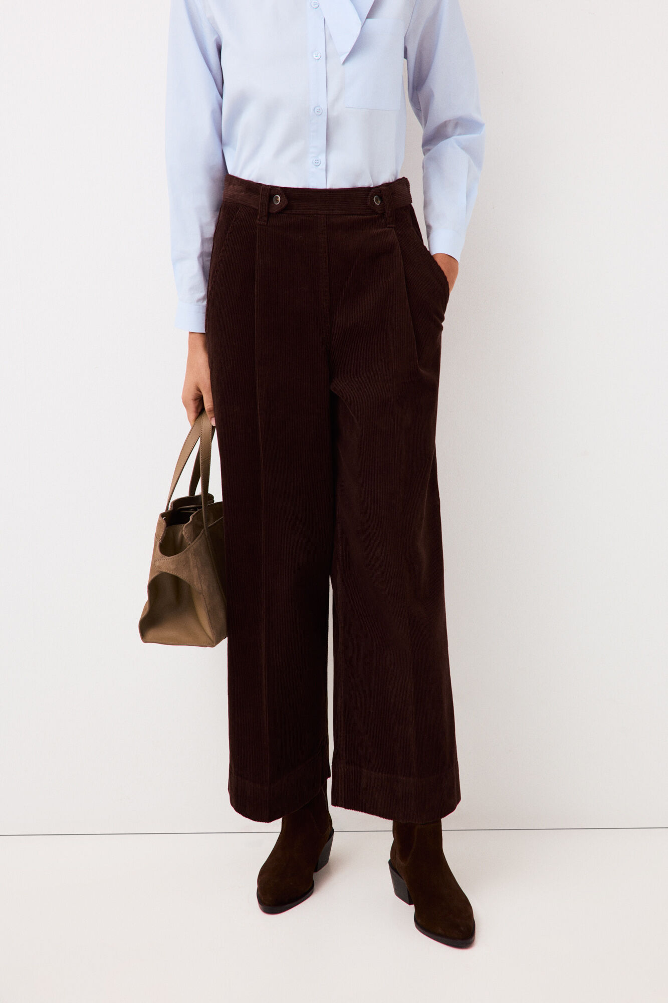 Pedro del Hierro Corduroy wide leg cropped trousers
