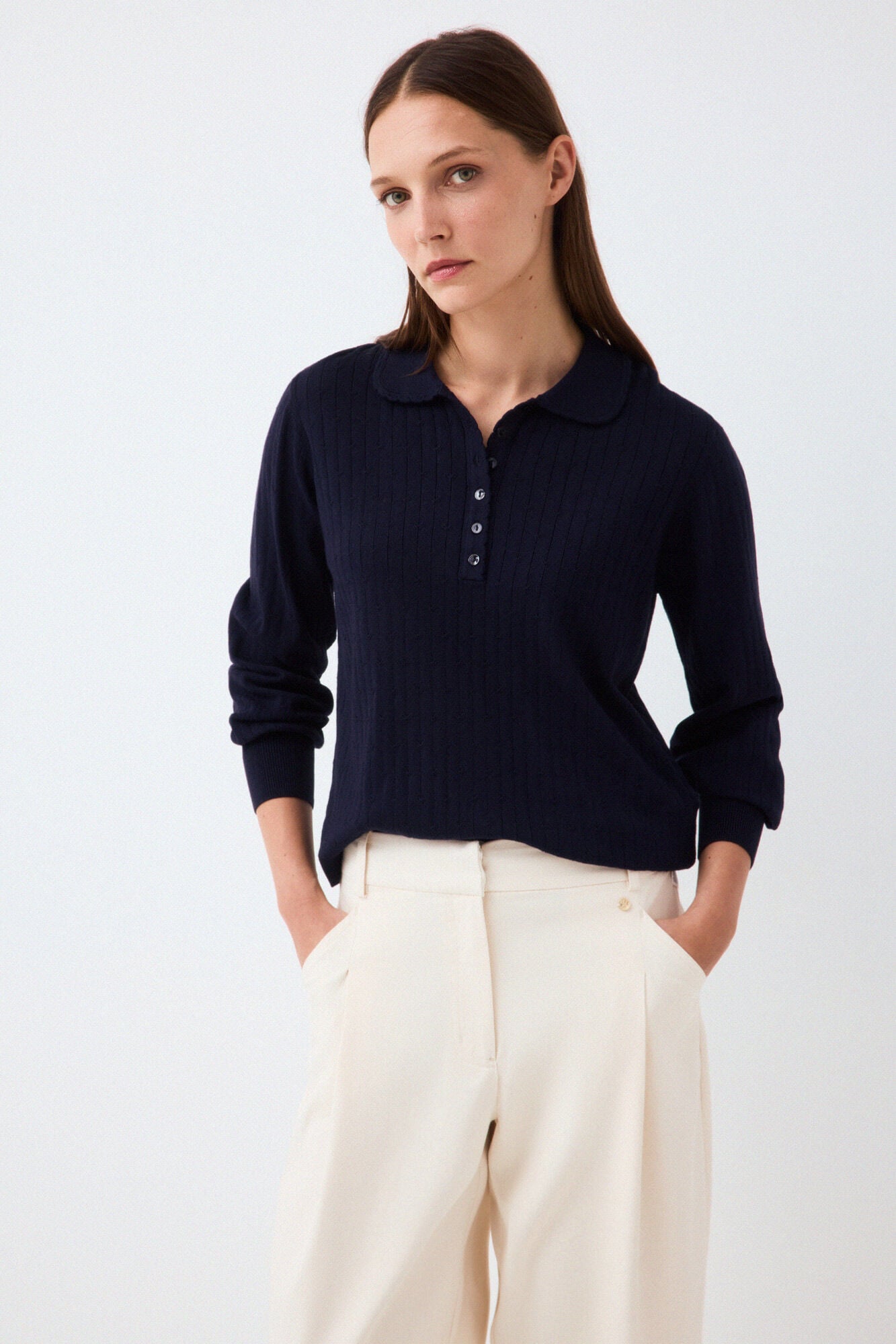 Pedro del Hierro Fantasy structure polo neck jumper
