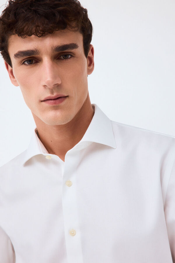 Pedro del Hierro Non-iron + anti-stain structure dress shirt White