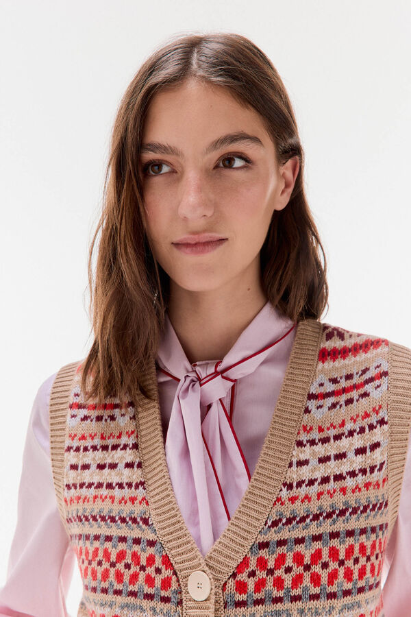 TFP by Tamara Falcó Chaleco jacquard geométrico Beige