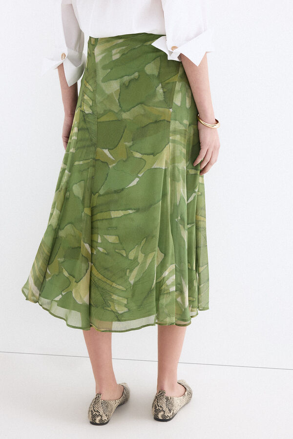 Pedro del Hierro Printed cut detail skirt Green