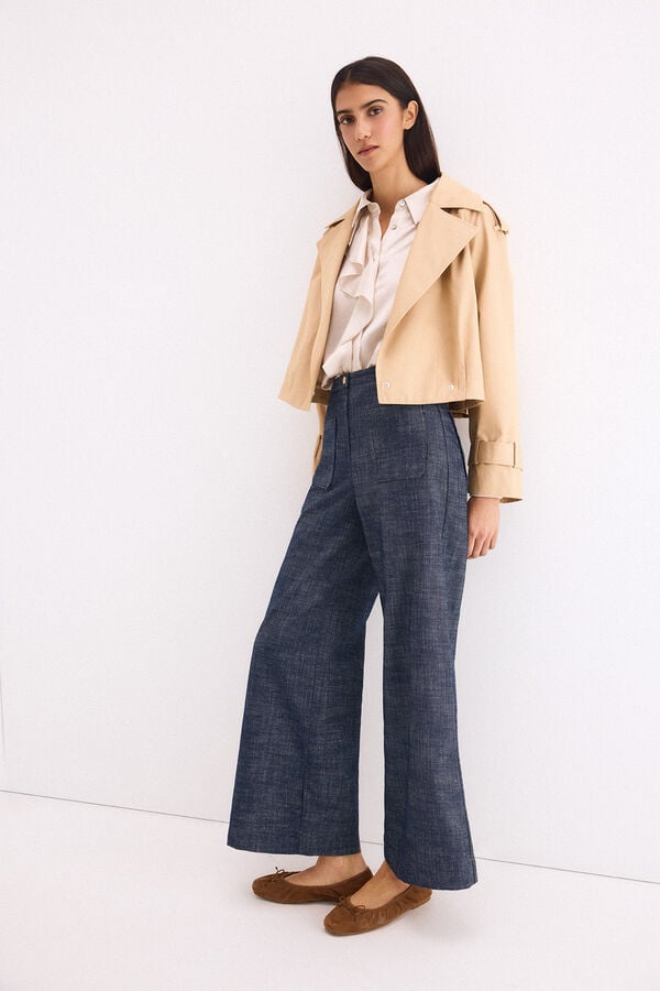 Pedro del Hierro Wide denim trousers Blue