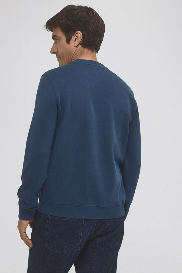 Pedro del Hierro Moletom com gola caixa Sweatshirt e logo Azul