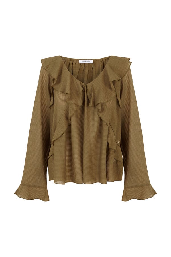 Pedro del Hierro Plain ruffled blouse Green