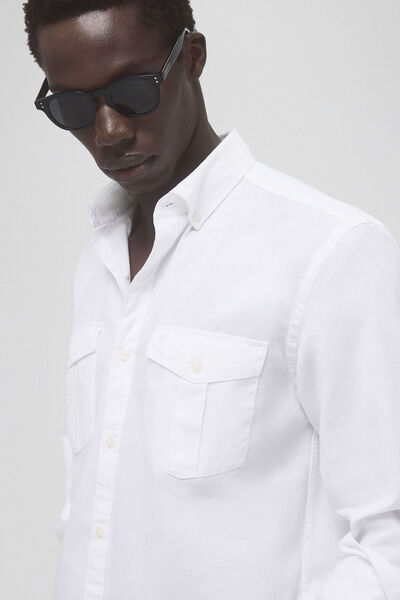 Pedro del Hierro Plain trench coat shirt with two pockets White