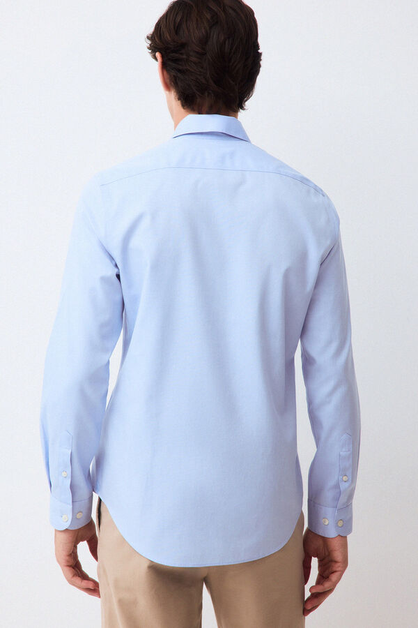 Pedro del Hierro Plain non-iron + anti-stain slim fit dress shirt Blue