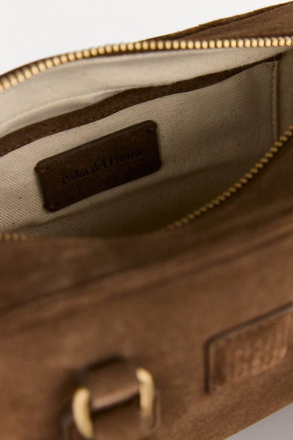 Pedro del Hierro mini bowling bag with leather crossbody Brown
