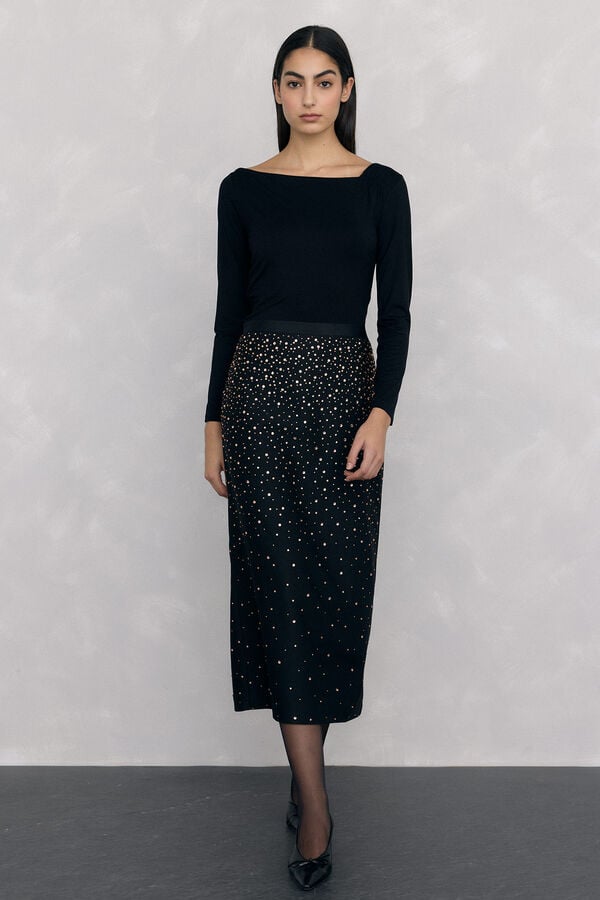 Pedro del Hierro Pencil skirt in fantasy fabric Black