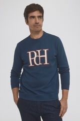 Pedro del Hierro Crew crew neck logo sweatshirt Blue