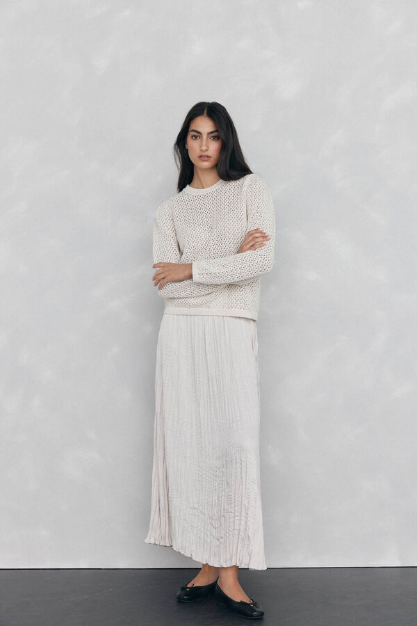 Pedro del Hierro malha de malha com cristais extravagantes Beige