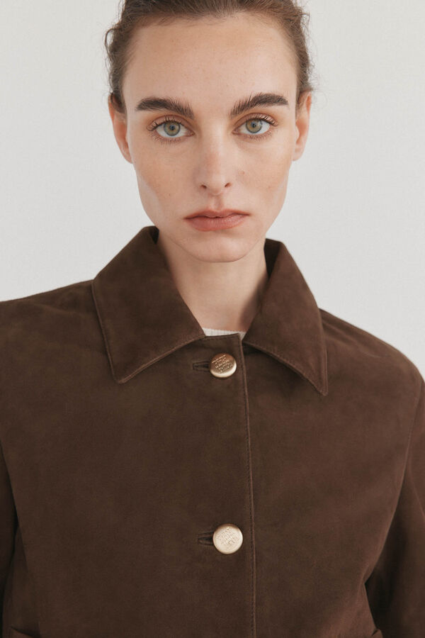 Pedro del Hierro Short suede jacket Brown