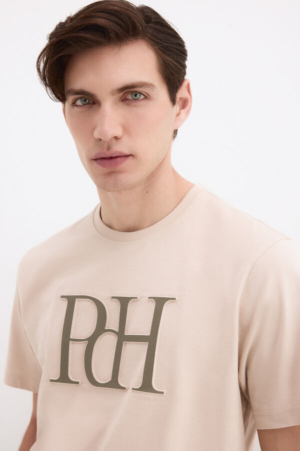 Pedro del Hierro Large logo T-shirt Beige