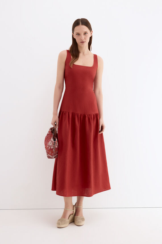 Vestido midi lino