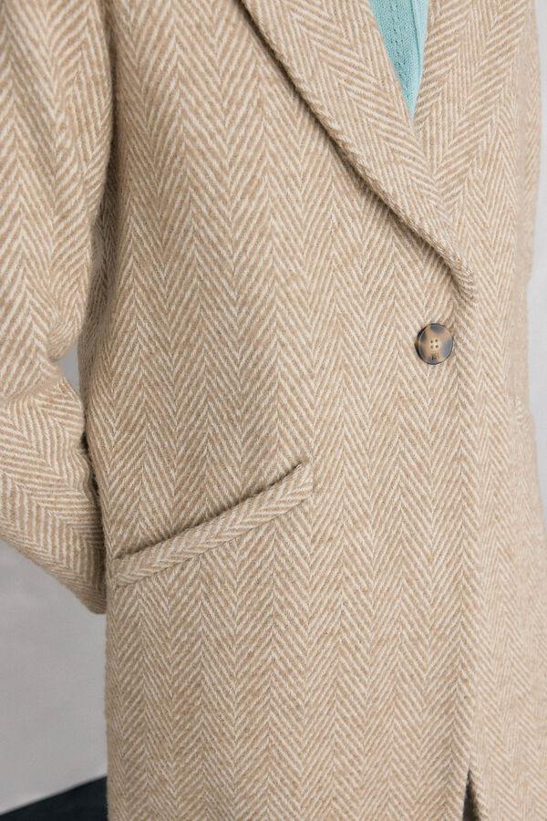 Pedro del Hierro Straight fabric herringbone Beige