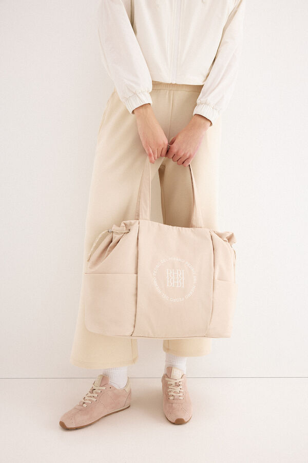 Pedro del Hierro Large canvas handbag Beige