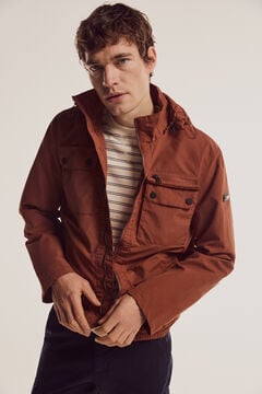 Pedro del Hierro Jacket with pockets and hood Orange