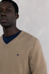 Pedro del Hierro Merino wool and cashmere V neck Beige
