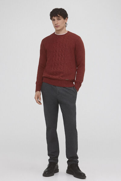 Pedro del Hierro Jersey with round neck front cables Red