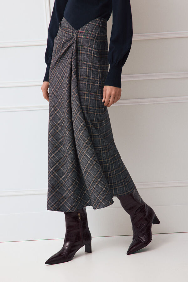 TFP by Tamara Falc&oacute; Plaid straight skirt Blue
