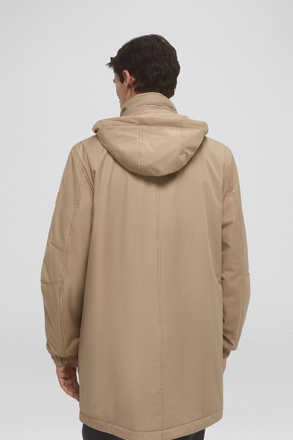 Pedro del Hierro Waterproof raincoat with detachable hood Beige