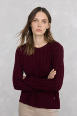 Pedro del Hierro Merino wool cross-knit knit sweater Burgundy