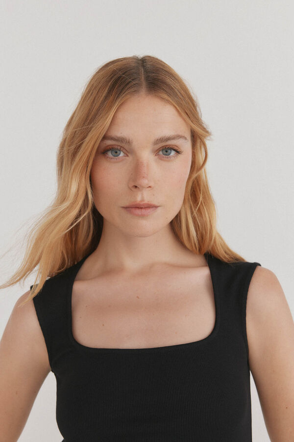 Pedro del Hierro Basic sleeves ribbed t-shirt Black
