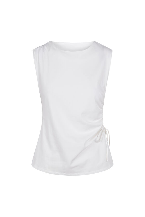 Pedro del Hierro Sleeveless T-shirt with drawstring ruching detail Ecru