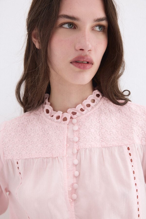 Pedro del Hierro Blusa rom&aacute;ntica calados Rosa