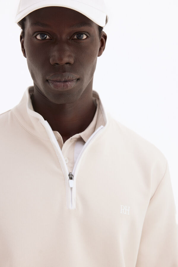 Pedro del Hierro Zip fastening golf sweatshirt Beige