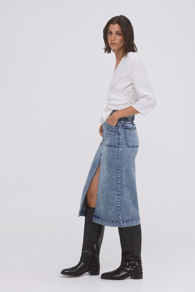 Pedro del Hierro Tencel™ lyocell denim skirt Blue