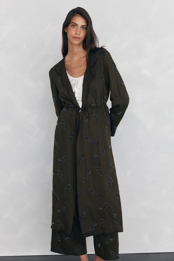 Pedro del Hierro Long embroidered vest Brown