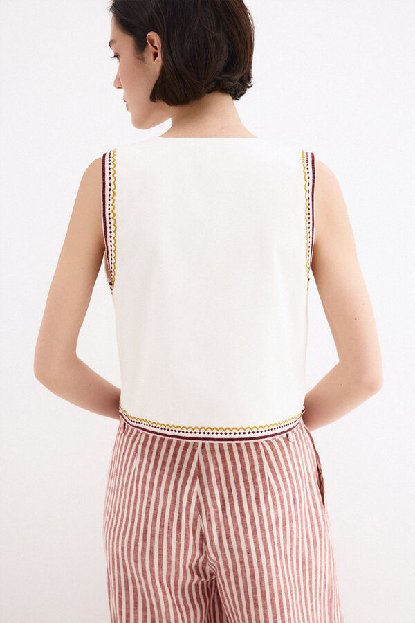 Pedro del Hierro Colete bordado multicolor Branco