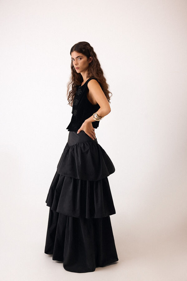 Pedro del Hierro Long skirt with ruffles Black