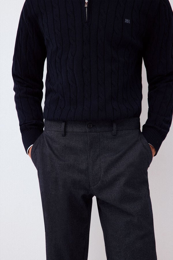 Pedro del Hierro Regular fit chino trousers with elasticated waist Blue