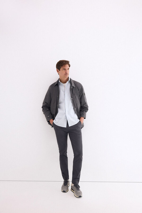 Pedro del Hierro Poplin textured striped shirt Blue