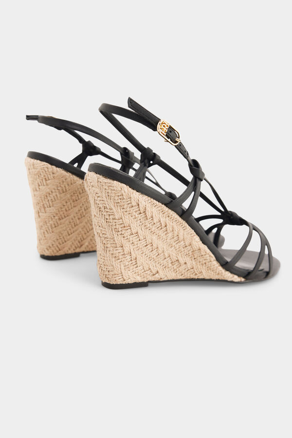 Pedro del Hierro Braided leather wedge Black