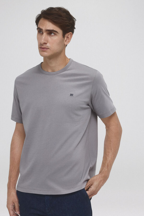Pedro del Hierro Basic T-shirt with embroidered logo Grey