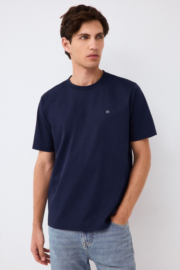 Pedro del Hierro Plain mercerized T-shirt Blue